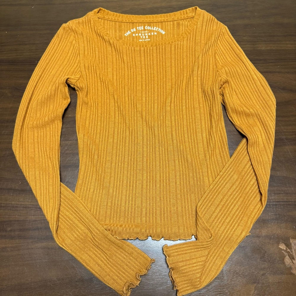 Wild Fable Ribbed Amber Long Sleeve Top